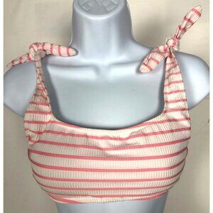 Anne Cole Studio Bikini Top Women Size M White Coral Ties at Shoulder New w Tags